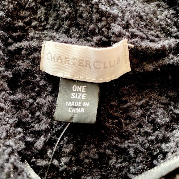 CHARTER CLUB WOMEN’S BLACK HOODED KNIT PONCHO ONE SIZE FITS ALL Brand New TAGS - Picture 6 of 14